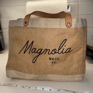 Magnolia Beige and White Tote Bag